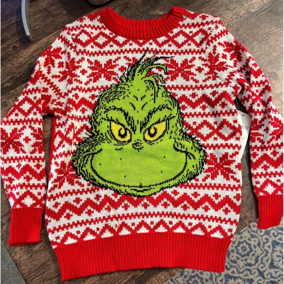 Dr. Seuss Grinch Christmas Holiday Sweater Pullover Size S 6/7 - Picture 1 of 5